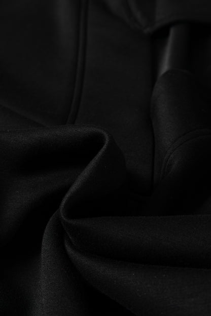 Bristol Black Collared V Neck Pullover Sweatshirt Sweatpants Set - Cowaa