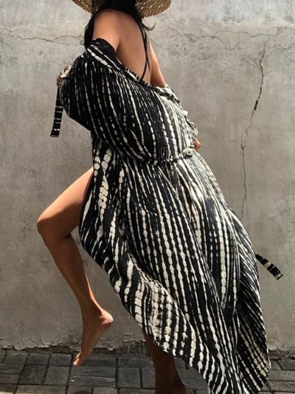 Tie-dye Print Beach Cover Up - Cowaa