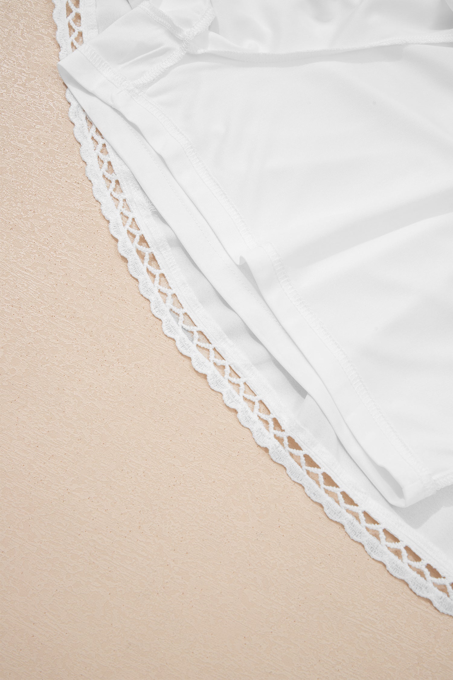 White Plus Size Frilled Elastic Waist Lace Trim Boho Ruffled Shorts - Cowaa