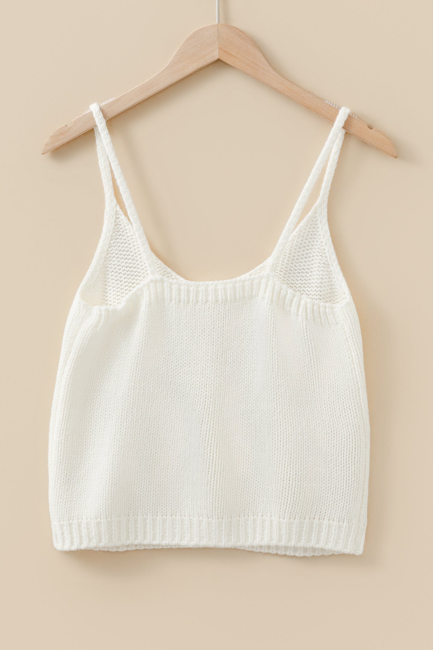White 3D Flower Spaghetti Straps Sweater Vest - Cowaa