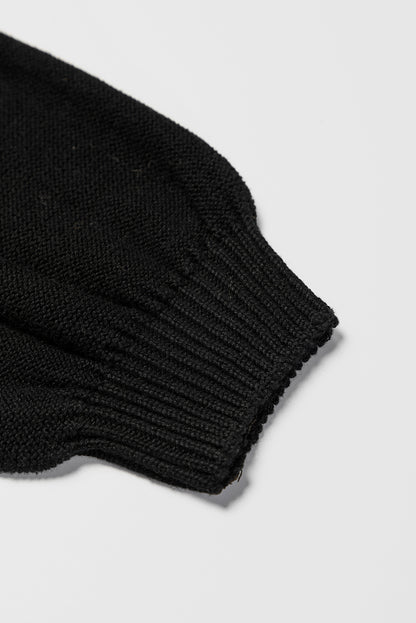 Bishop Sleeve Exposed Seam Ribbed Trim Sweater - Cowaa