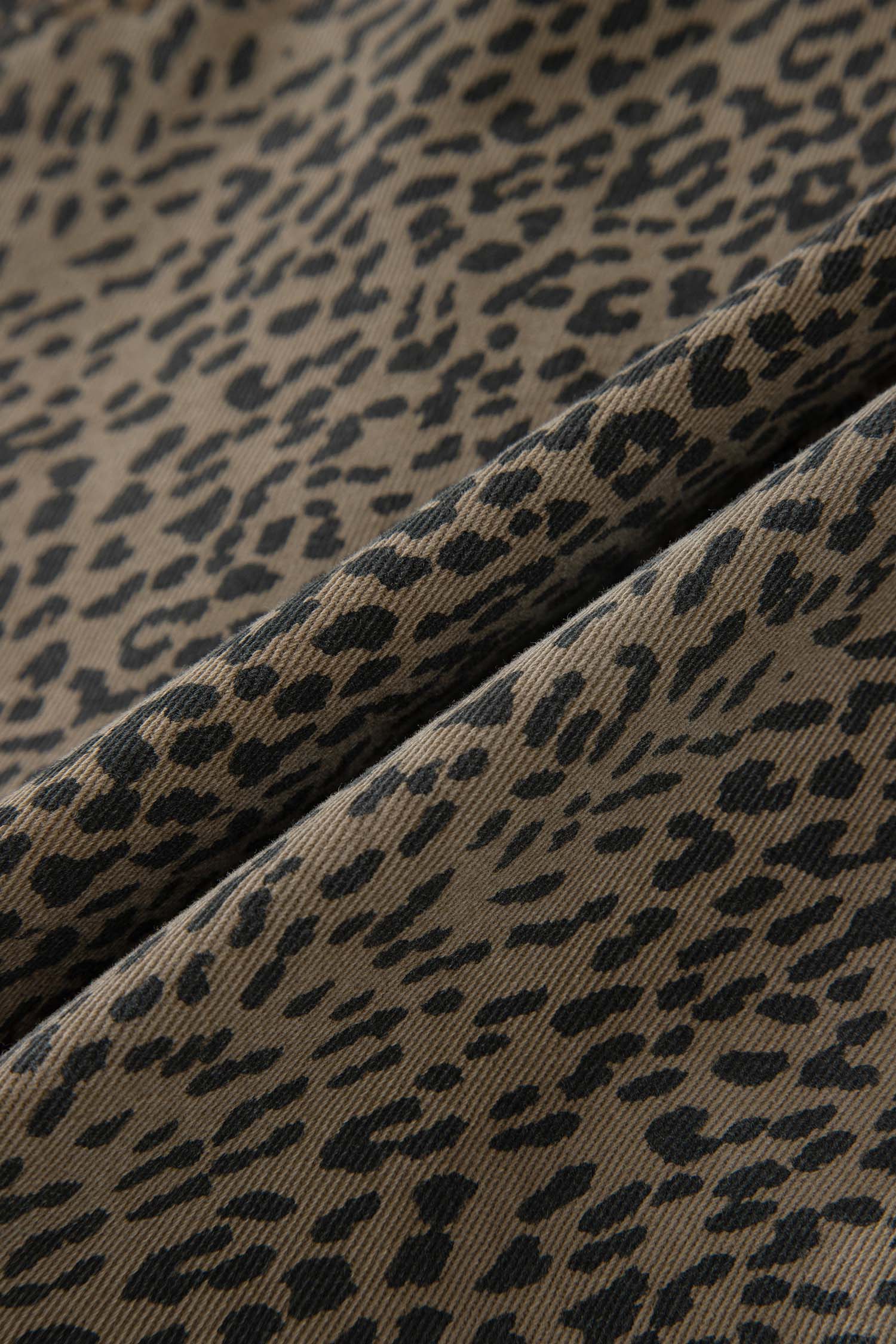 Black Leopard Print Loose Denim Shorts - Cowaa