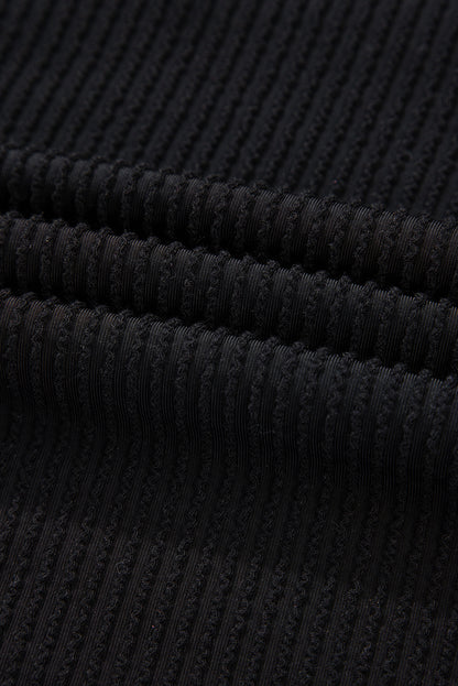 Black Corded MERRY Long Sleeve Top and Shorts Pajama Set - Cowaa