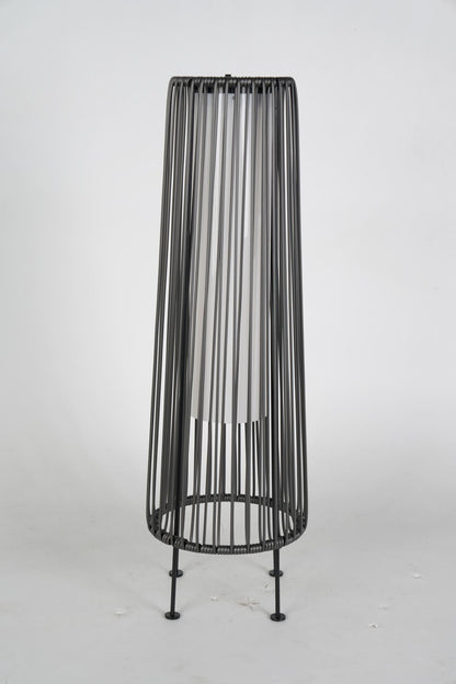 2-Pack Grey Outdoor Wicker Floor Solar Lamps