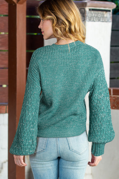 Parchment Chunky Knit Sleeve Drop Shoulder Sweater - Cowaa