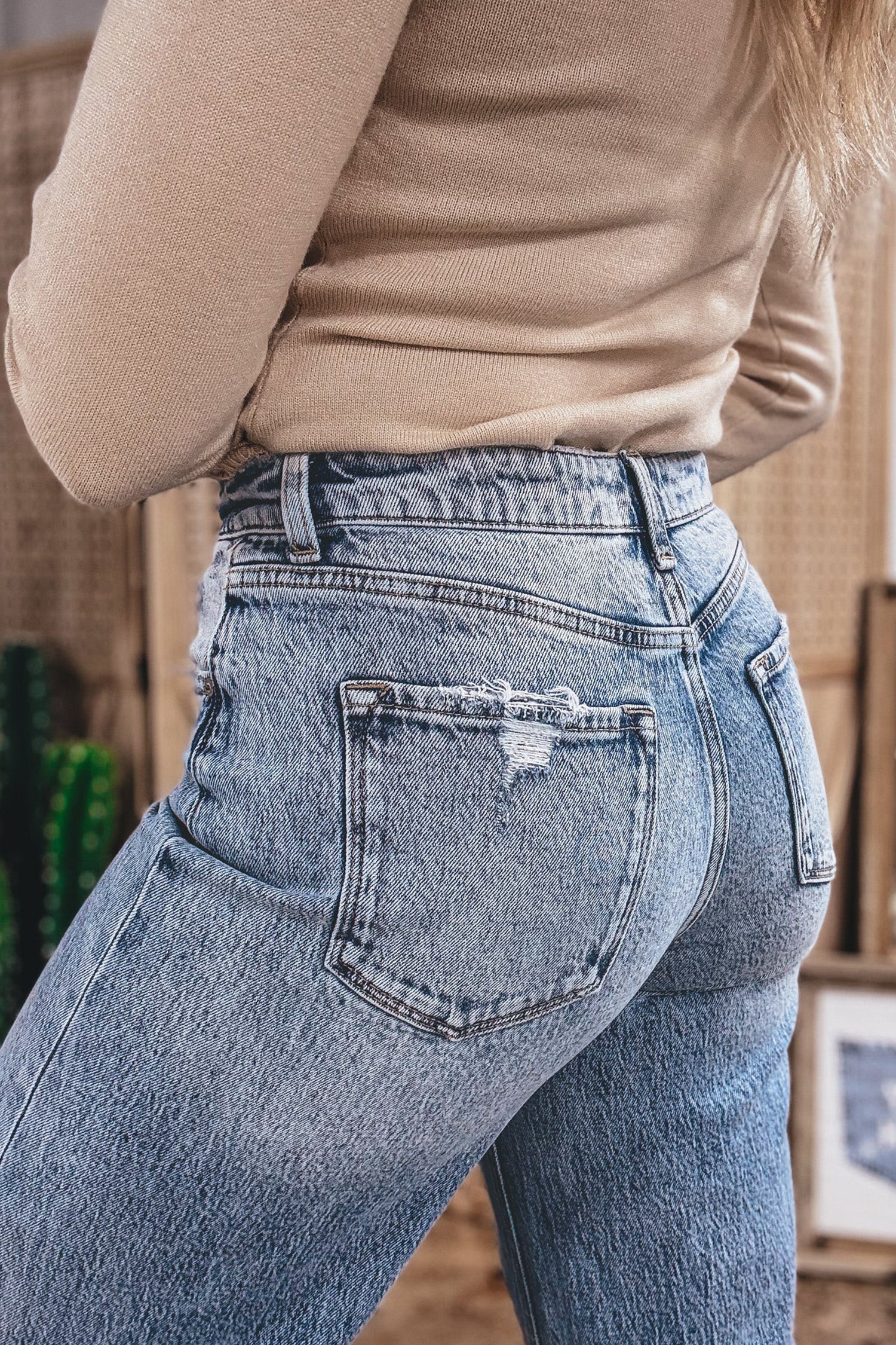 Ashleigh Blue Cuffed Straight Loose Jeans - Cowaa