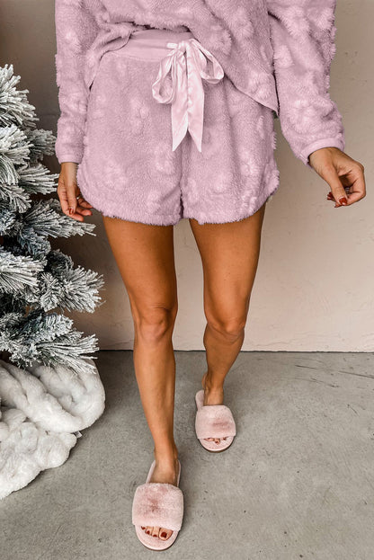 Cheetah Fleece Loose Two Piece Pajama Set - Cowaa