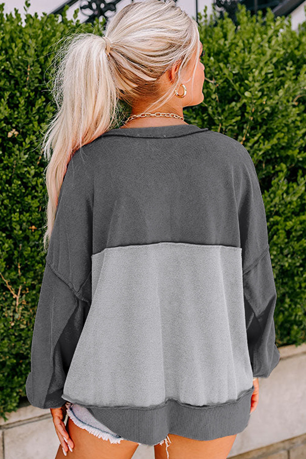 Slouchy Drop Shoulder Sweatshirt - Cowaa