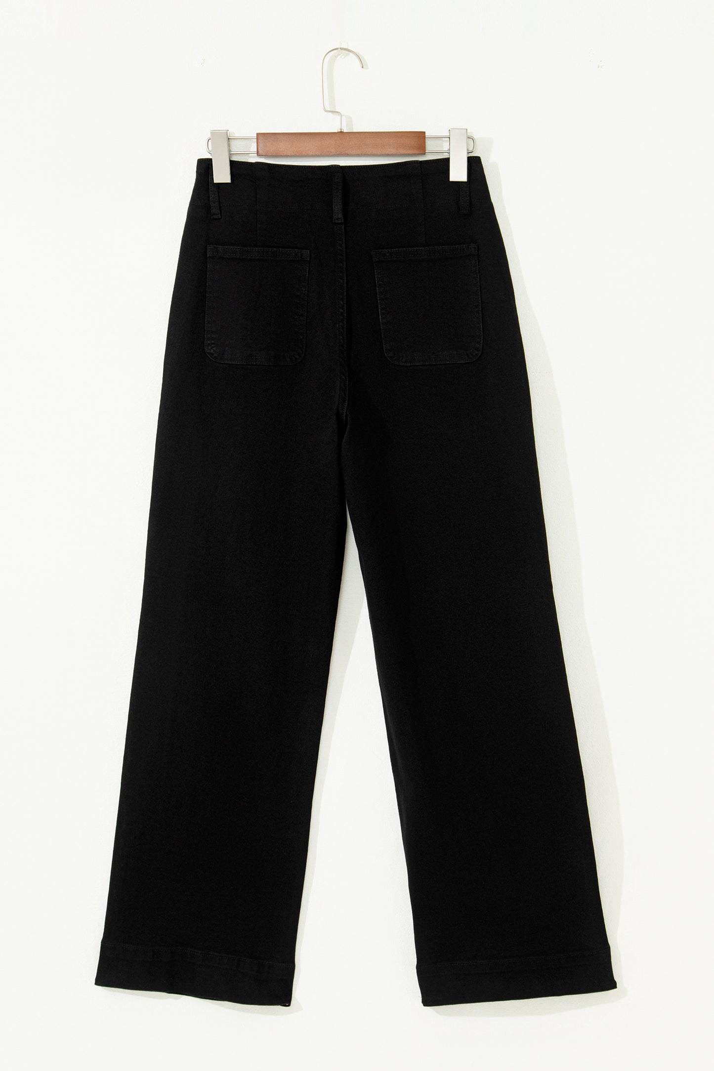 Black 2-Button High Waist Flared Bottom Jeans - Cowaa