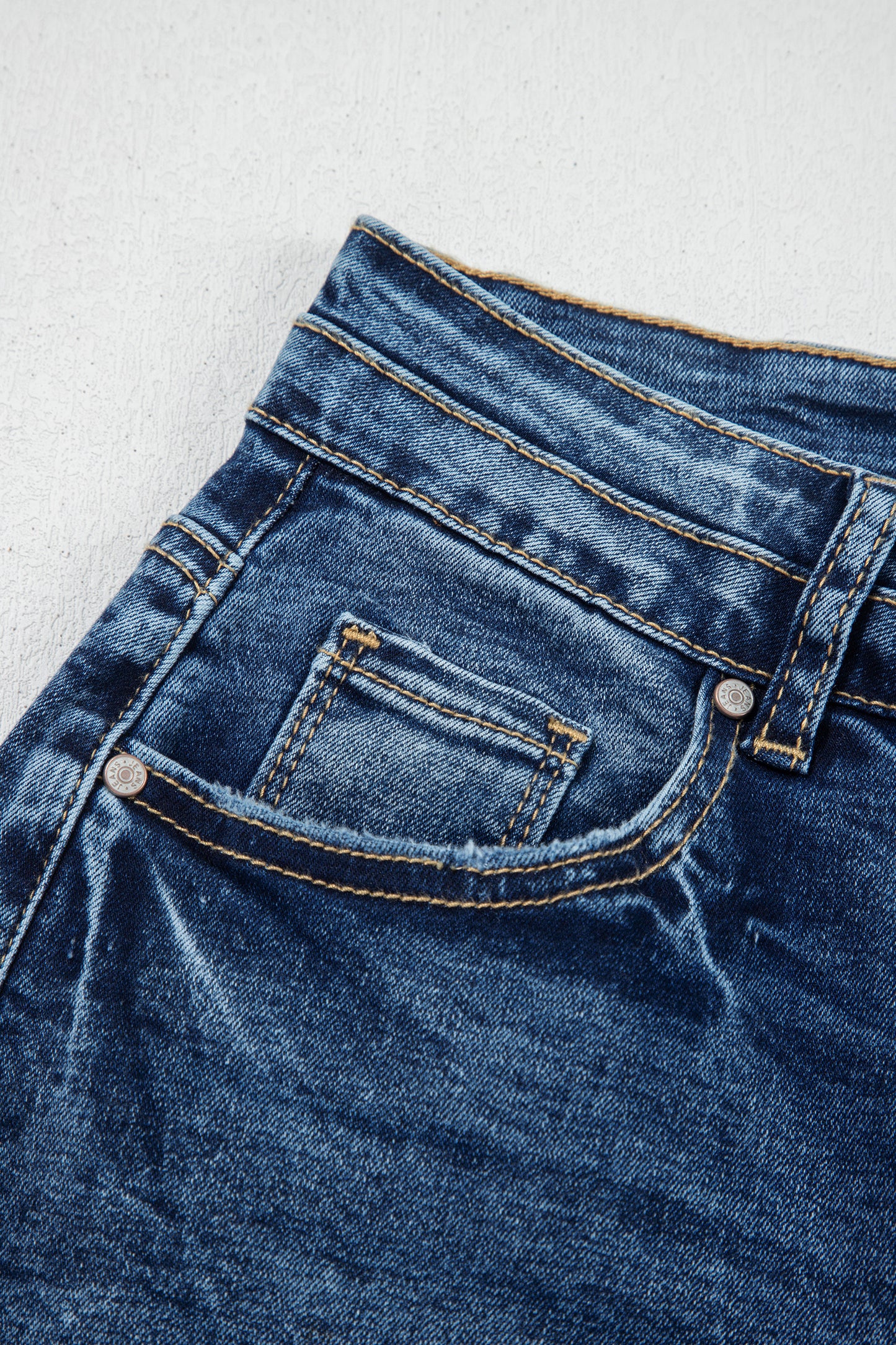 Sail Blue Acid Wash Pocket Detail Flare Jeans