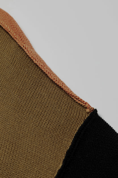 Bishop Sleeve Exposed Seam Ribbed Trim Sweater - Cowaa