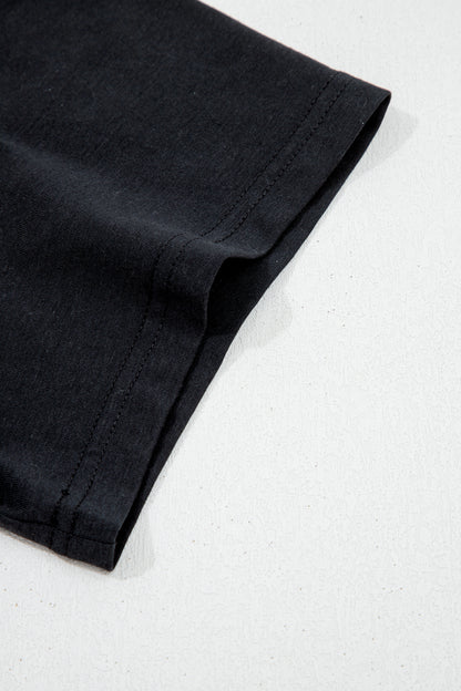 Black Asymmetric Shoulder Detail Short Sleeve Plus Size Maxi Dress