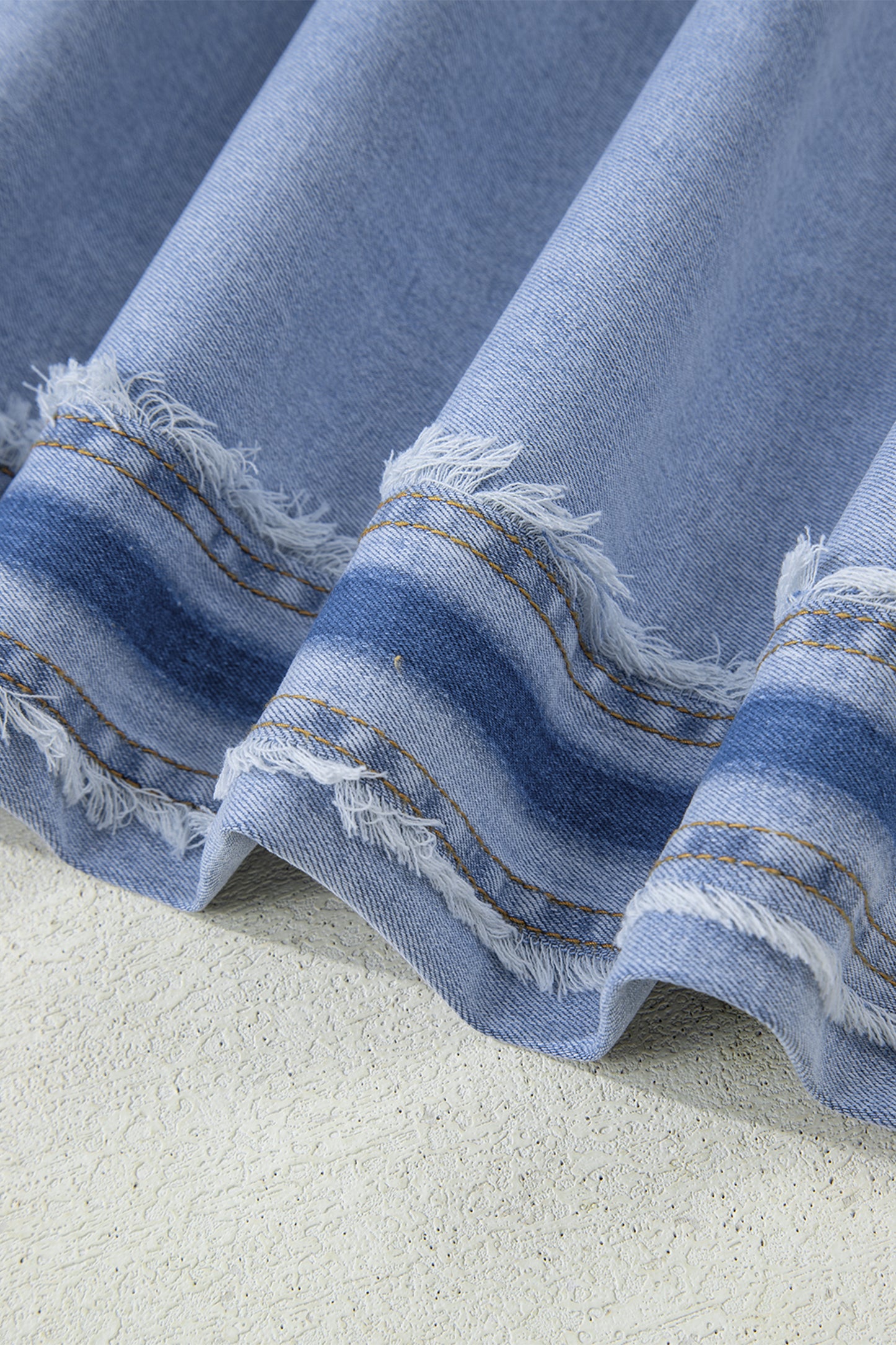 Beau Blue Contrast Stripe Frayed Side Panel Patchwork Shift Jeans - Cowaa