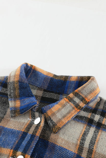 Plaid Button Front Pocket Shirt Shacket - Cowaa