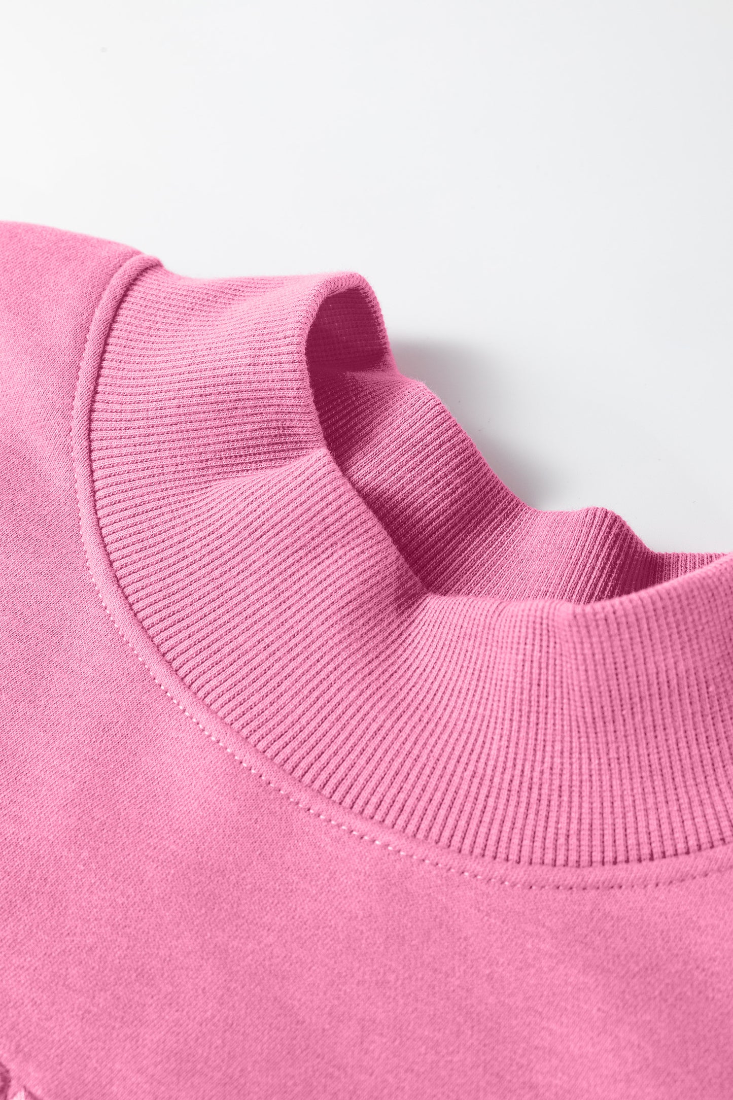 Bright Pink Oversize Blessed Embroidered Mock Neck Sweatshirt - Cowaa