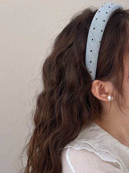 Polka Dot Polyester Wide Headband - Cowaa