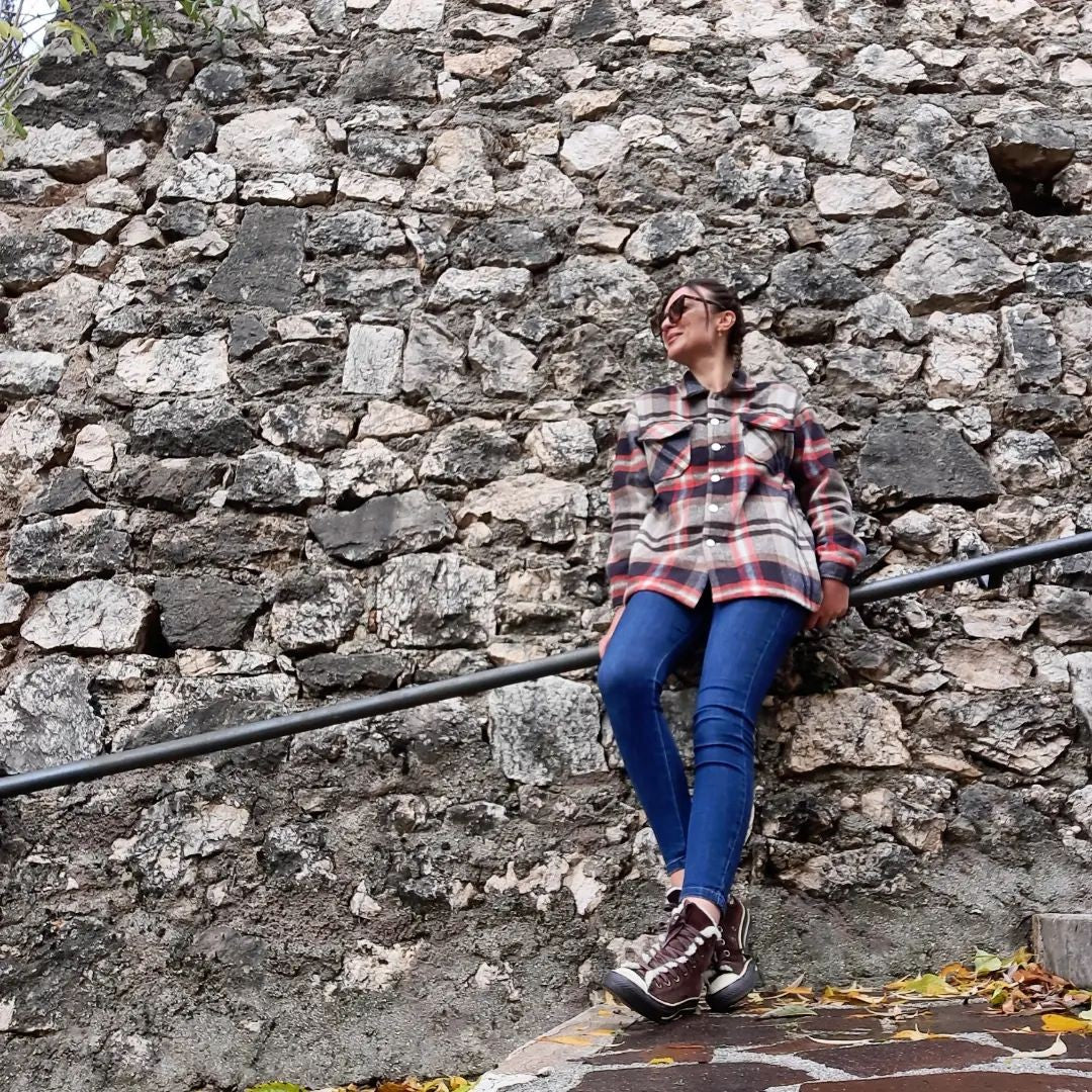 Plaid Button Front Pocket Shirt Shacket - Cowaa