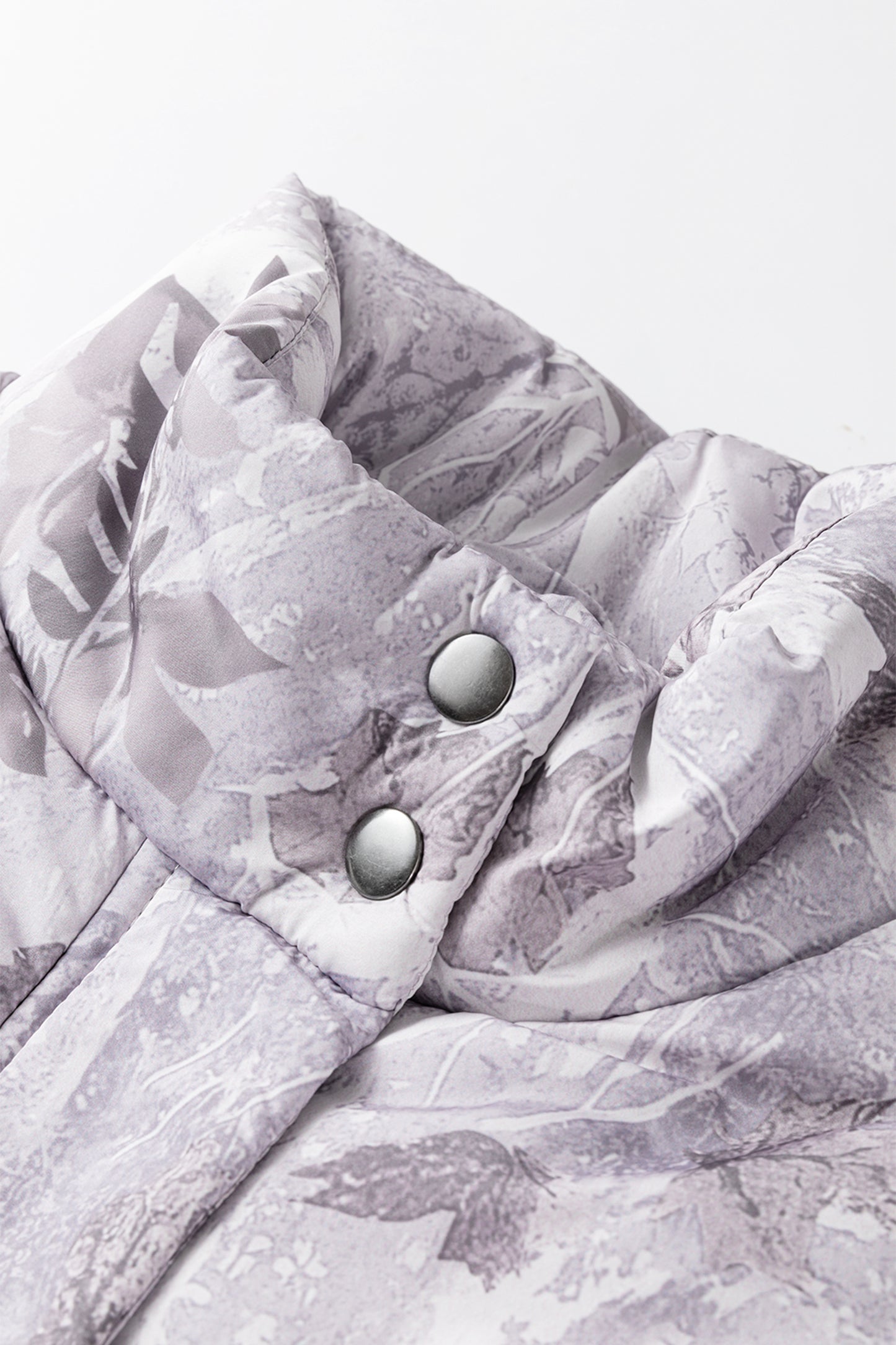 Gray Camo Leaf Print Winter Puffer Vest - Cowaa