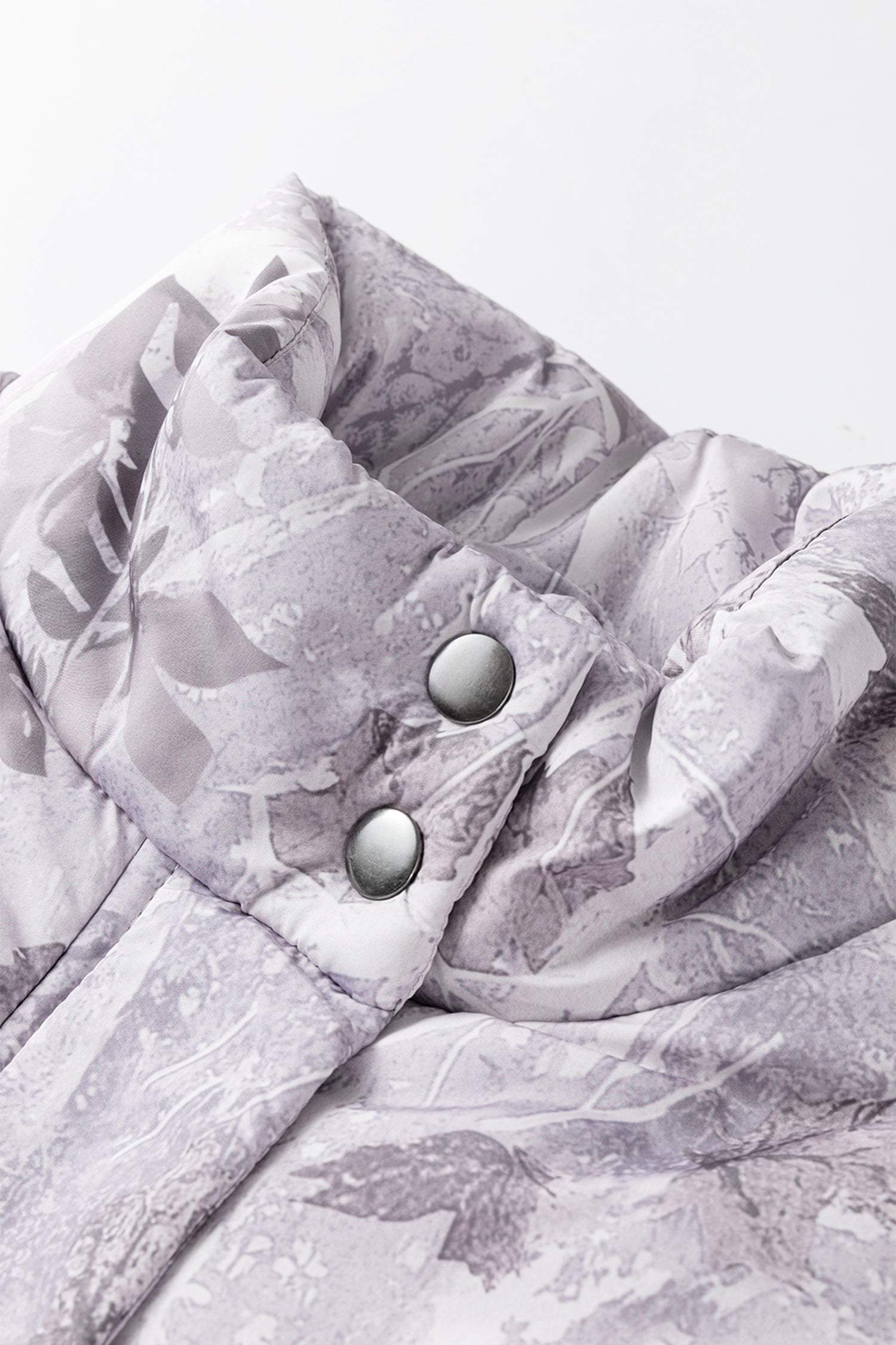 Gray Camo Leaf Print Winter Puffer Vest - Cowaa