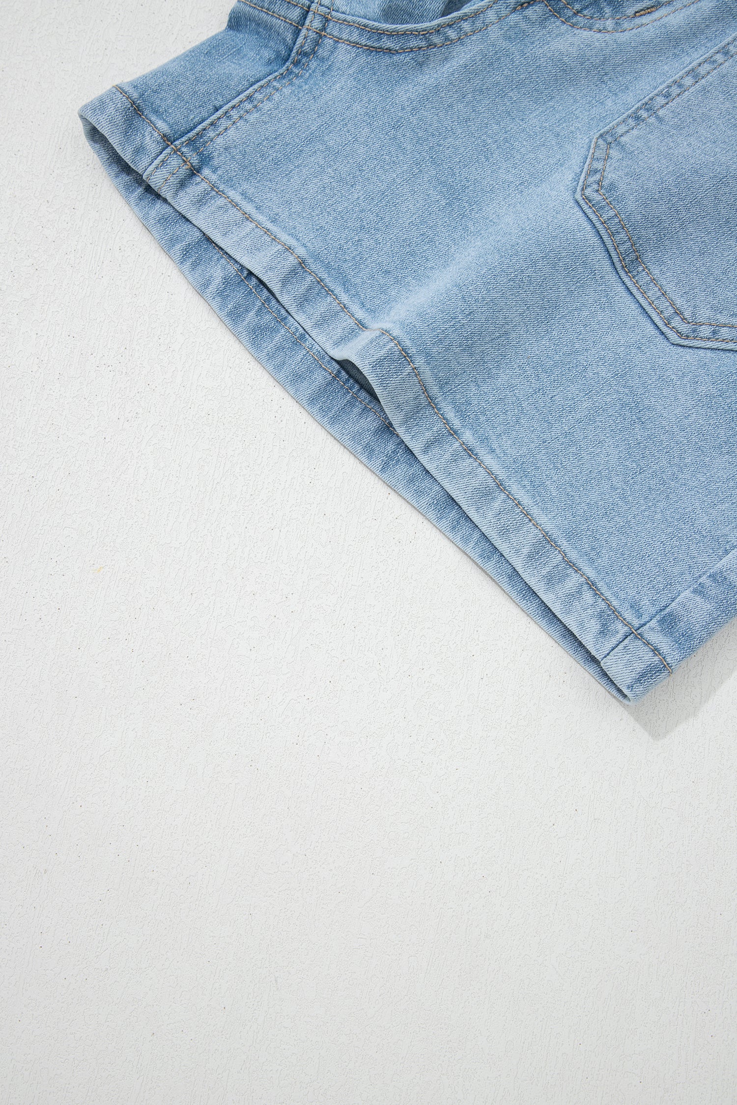 Myosotis High Rise Patch Pocket Denim Shorts - Cowaa