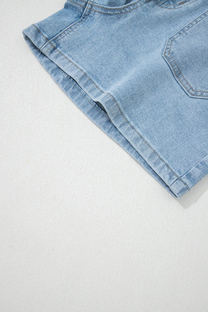 Myosotis High Rise Patch Pocket Denim Shorts - Cowaa