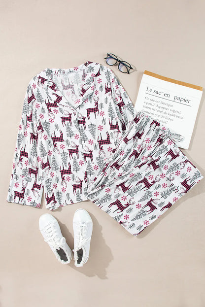 Printed Long Sleeve Top and Drawstring Pants Lounge Set - Cowaa
