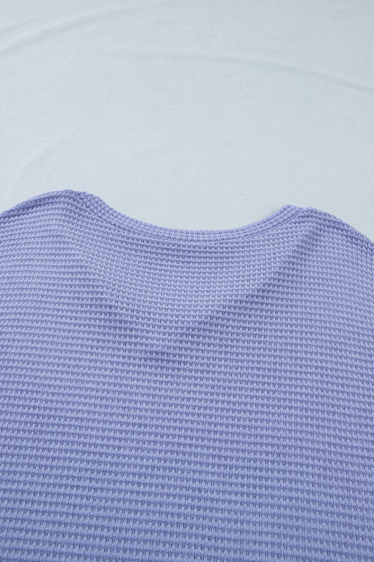 Wisteria V Neck Short Sleeve Plus Size Waffle Knit Top