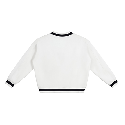 Nurse V-Neck Contrast Collar Boxy Sweatshirt