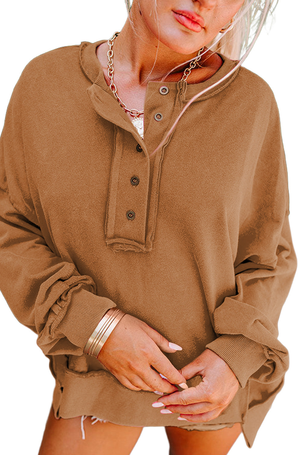 Slouchy Drop Shoulder Sweatshirt - Cowaa