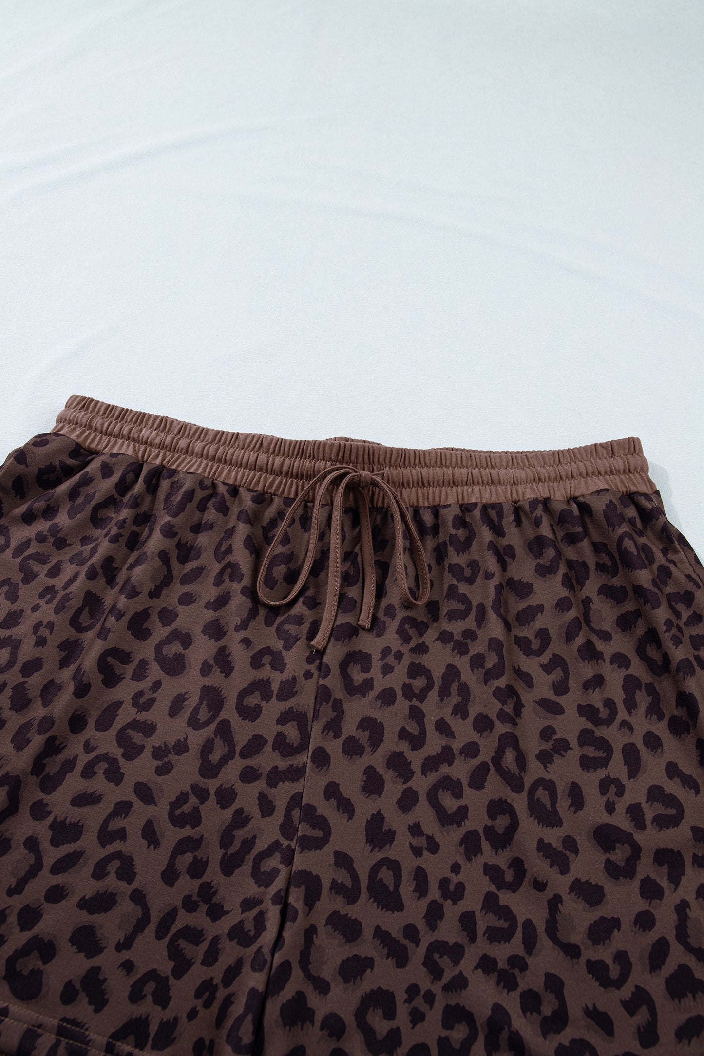 Brown Plus Size Leopard Short Set