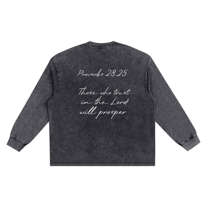 Proverbs 28 Snow Washed Frayed Edge T-Shirt