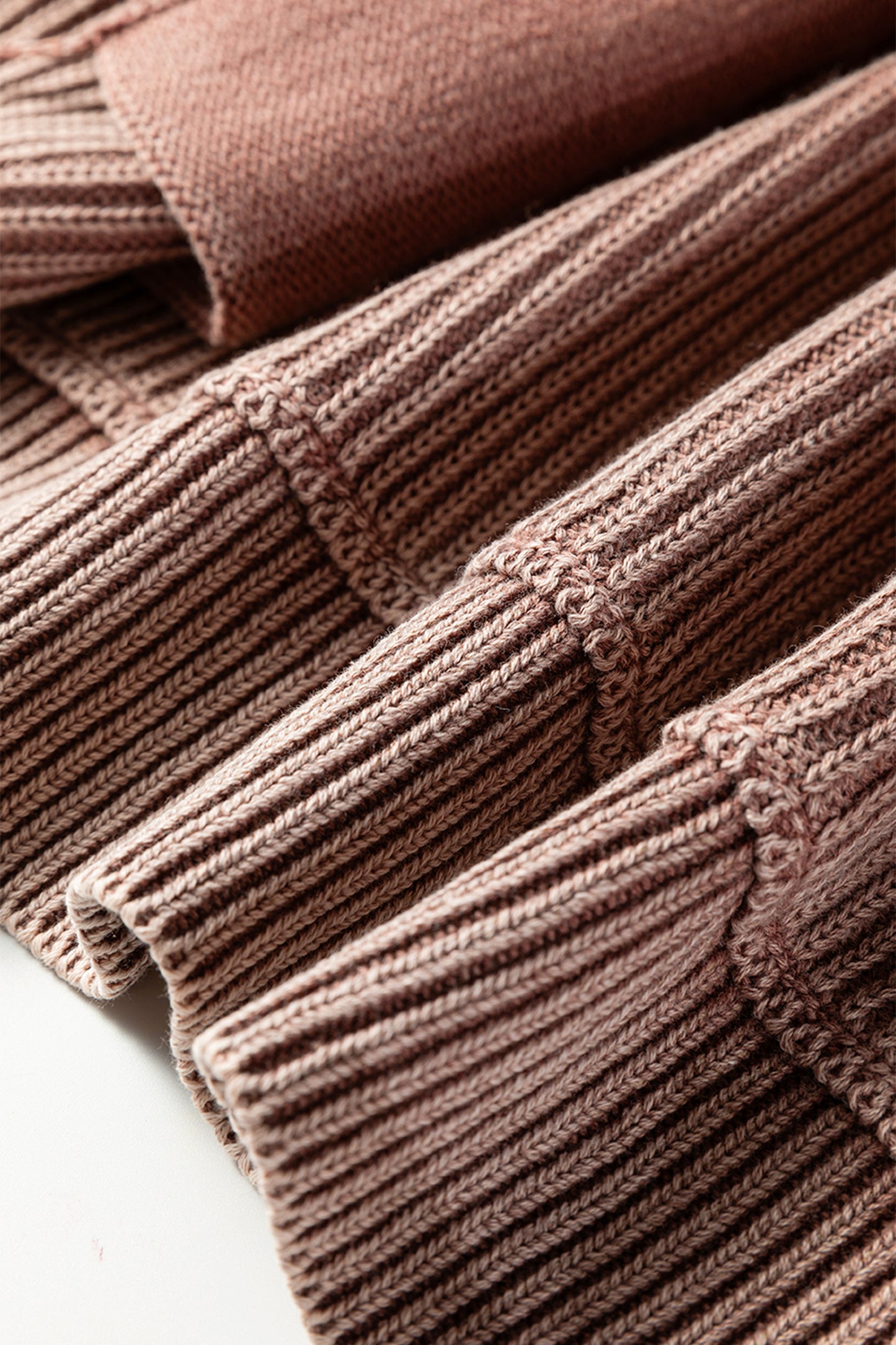 Chestnut Mineral Wash Exposed Seam Patchwork Knit Open Sweater Cardigan - Cowaa
