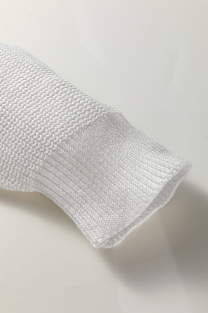 White Asymmetric Neck Drop Shoulder Baggy Slouchy Sweater