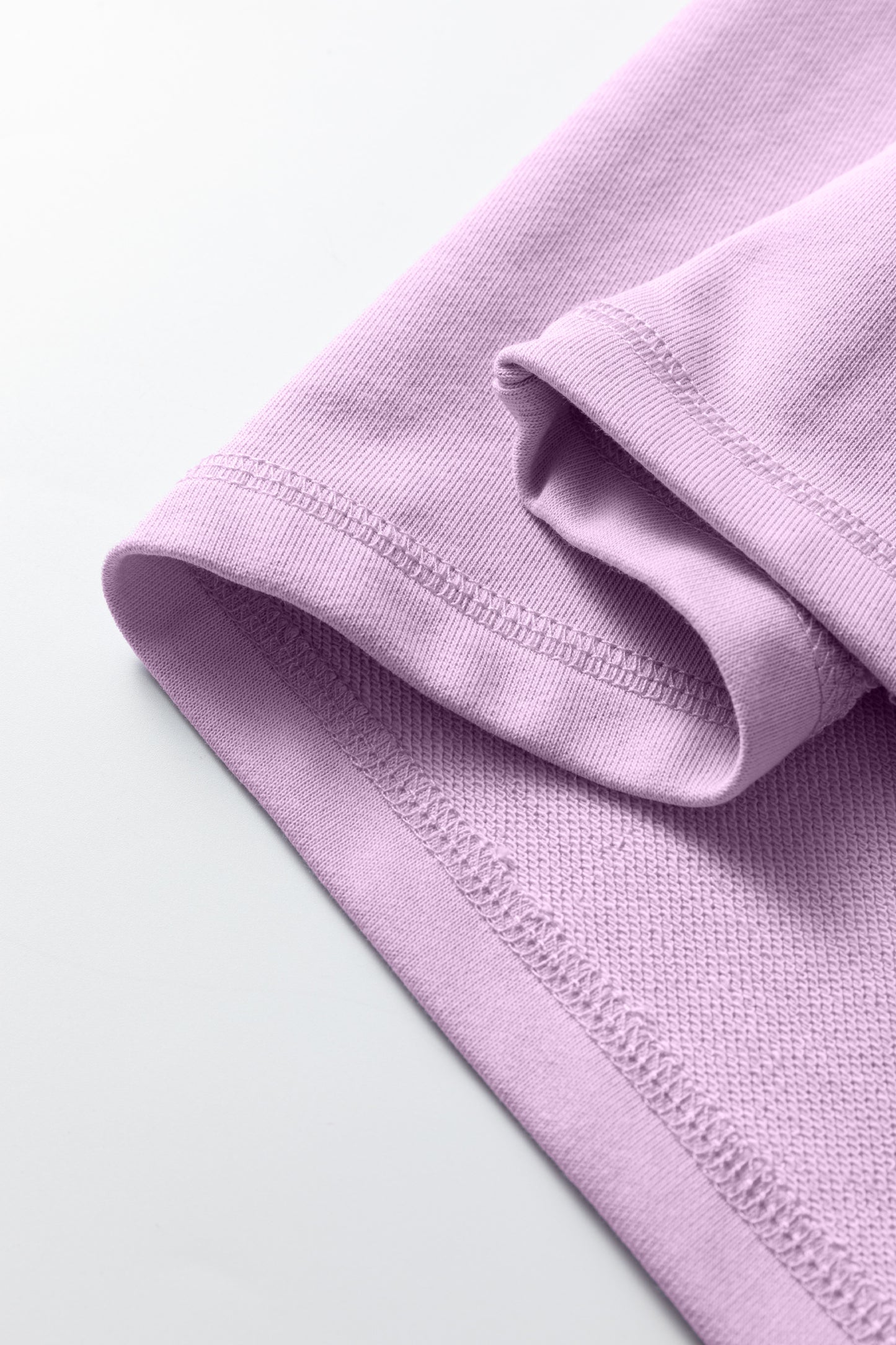 Orchid Petal Solid Color Raw Seam Patchwork Baggy Sweatshirt - Cowaa