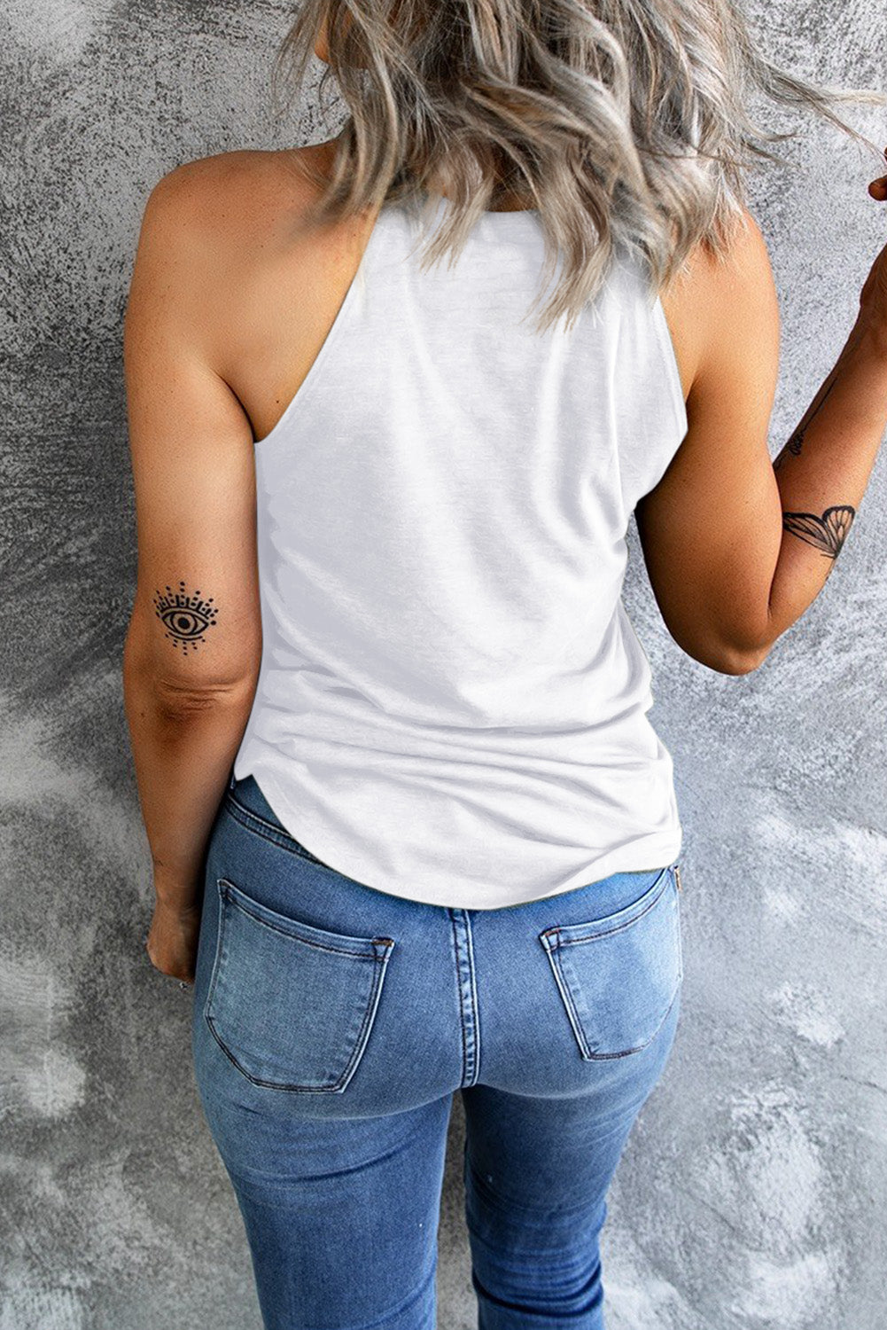 White NASHVILLE MUSIC CITY Guitar Graphic Tank Top - Cowaa