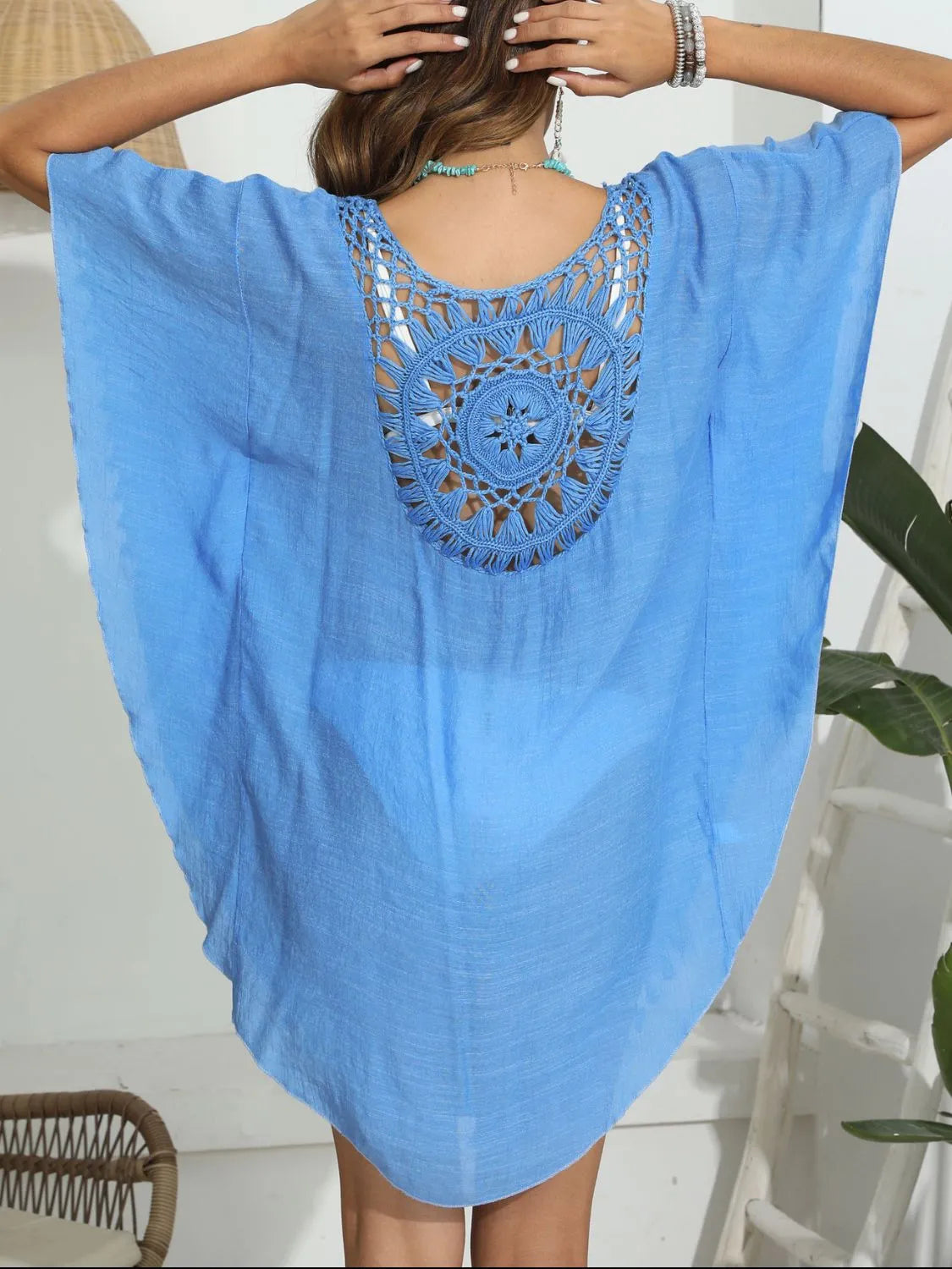 Tassel Crochet Round Neck Cover-Up.