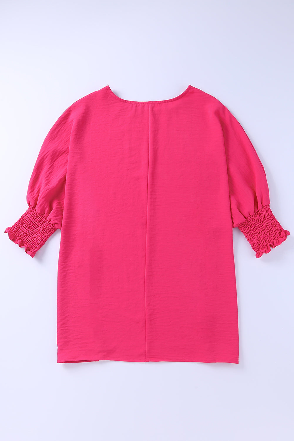 Apricot Solid Casual Smocked Cuffs Batwing Sleeve Blouse - Cowaa