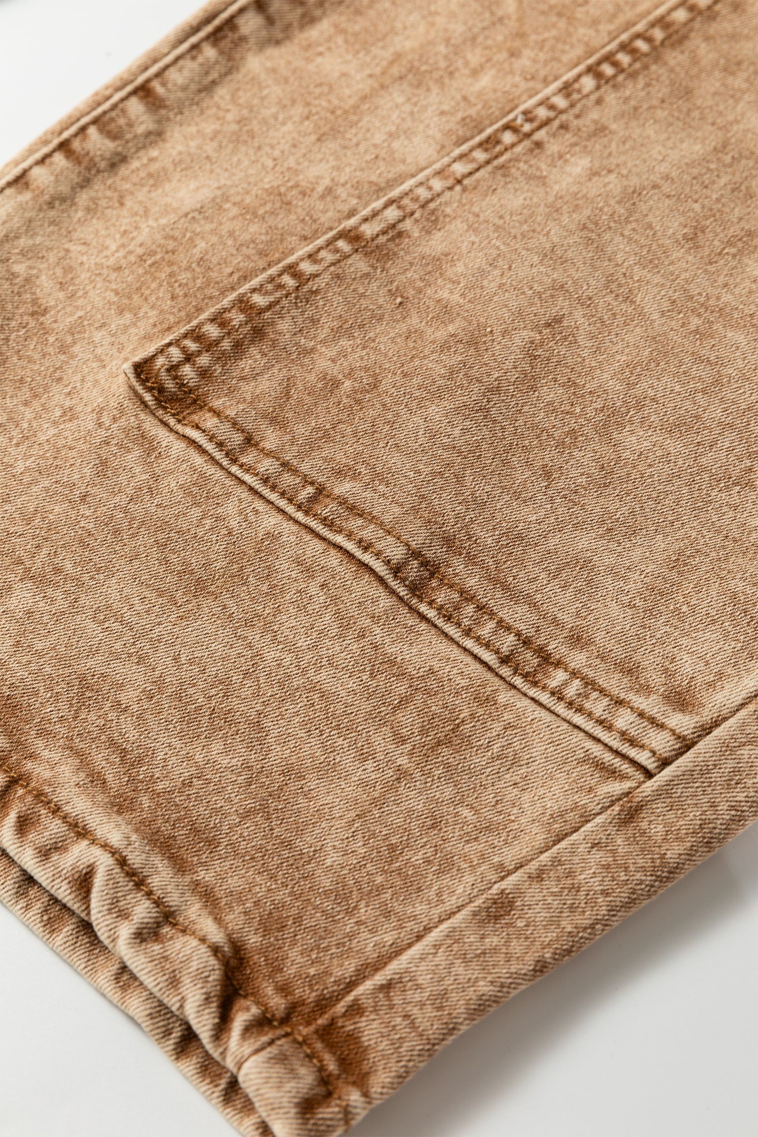 Smoke Gray Acid Wash Barrel Fit Denim Pants with Waist String - Cowaa