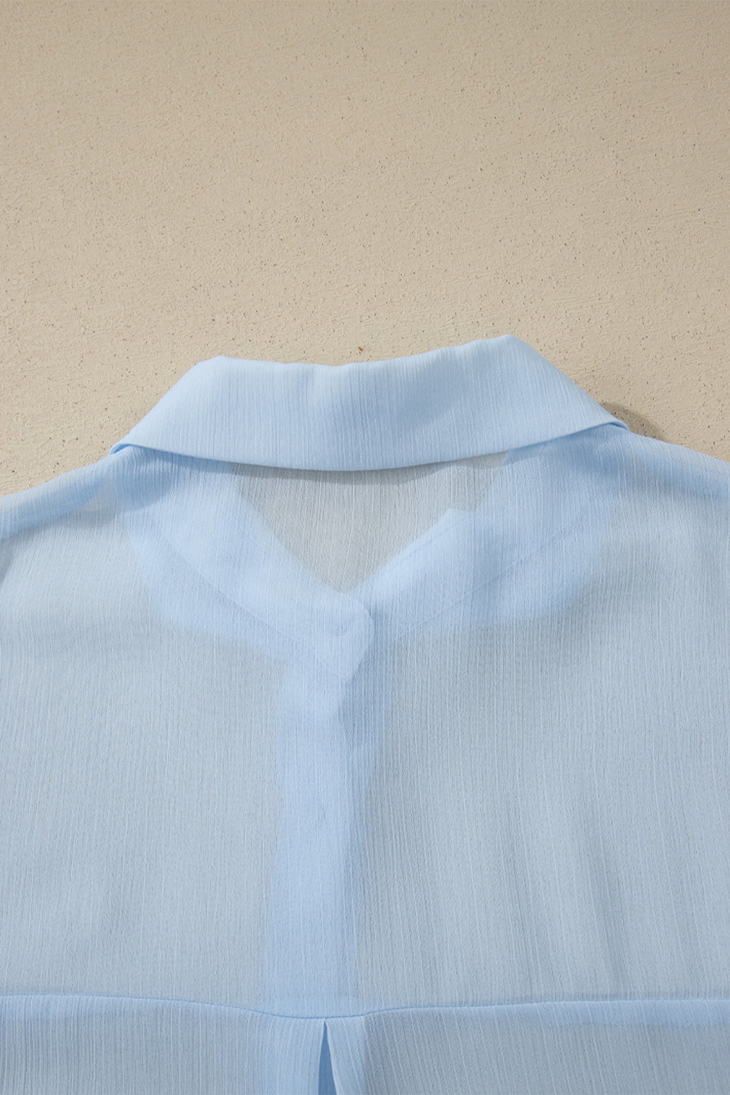 Beau Blue Sheer Tunic Shirt Drawstring Shorts 2pcs Swim Cover Up - Cowaa