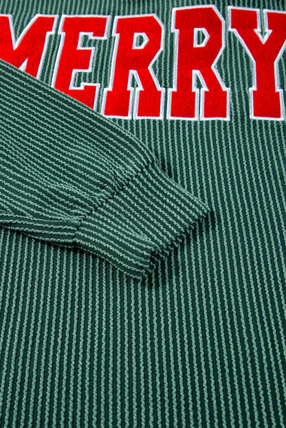 Black Corded MERRY Long Sleeve Top and Shorts Pajama Set - Cowaa