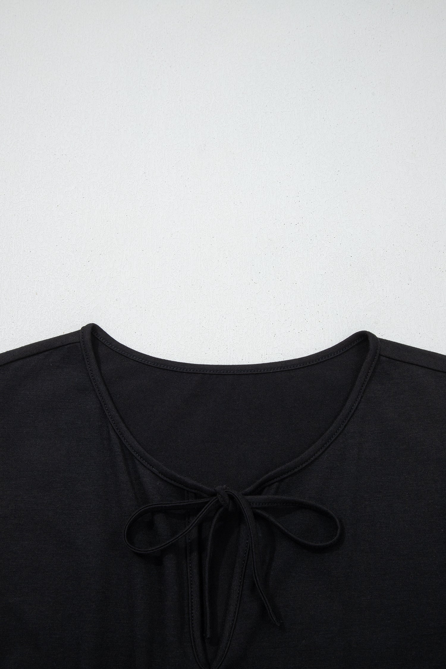 Black Plus Size Solid Color Bow Tie Peplum Tank Top - Cowaa