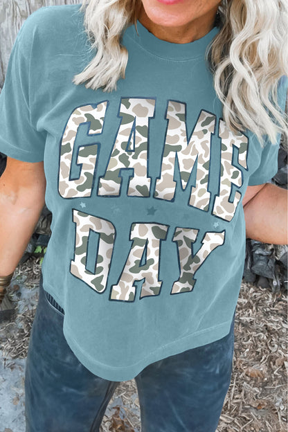 Stone Blue Camo GAME DAY Graphic T Shirt