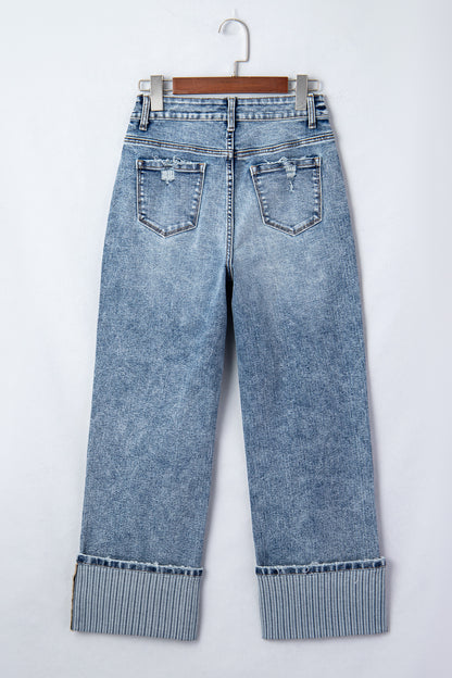 Ashleigh Blue Cuffed Straight Loose Jeans - Cowaa
