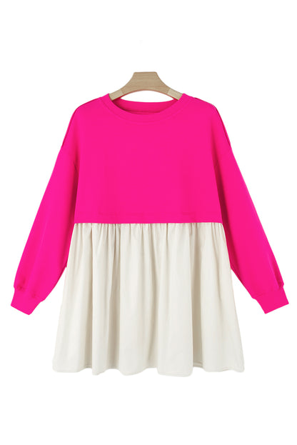 Khaki Sweatshirt 2-in-1 Flowy Pleated Mini Dress - Cowaa