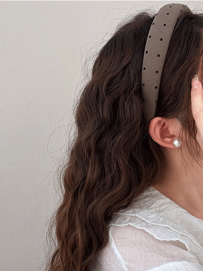 Polka Dot Polyester Wide Headband - Cowaa