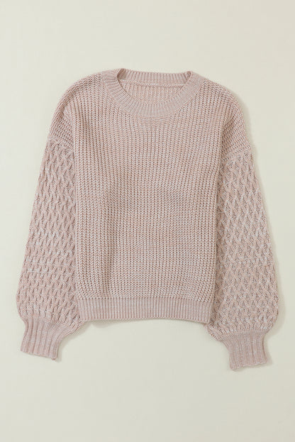 Parchment Chunky Knit Sleeve Drop Shoulder Sweater - Cowaa