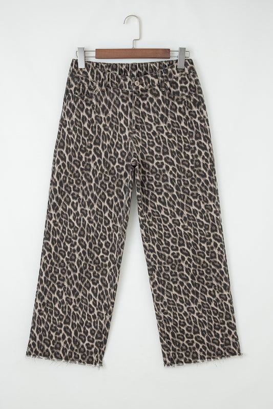 Yellow Leopard Straight Loose Leg Jeans - Cowaa