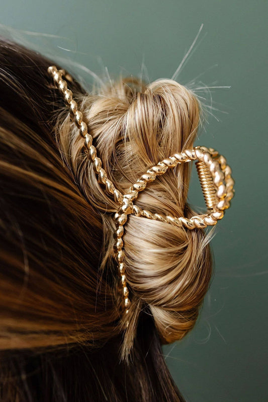 Gold Twist Large Alloy Hair Clip - Cowaa