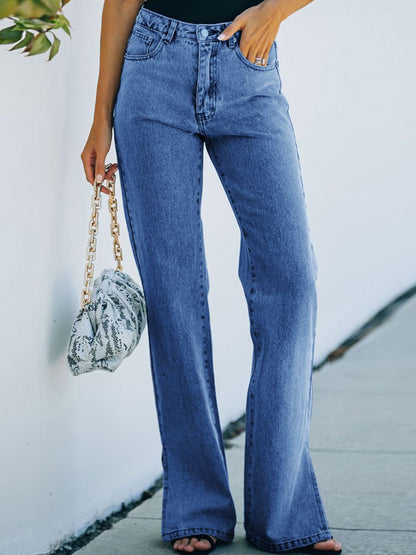 High Waist Side Slit Denim Jeans