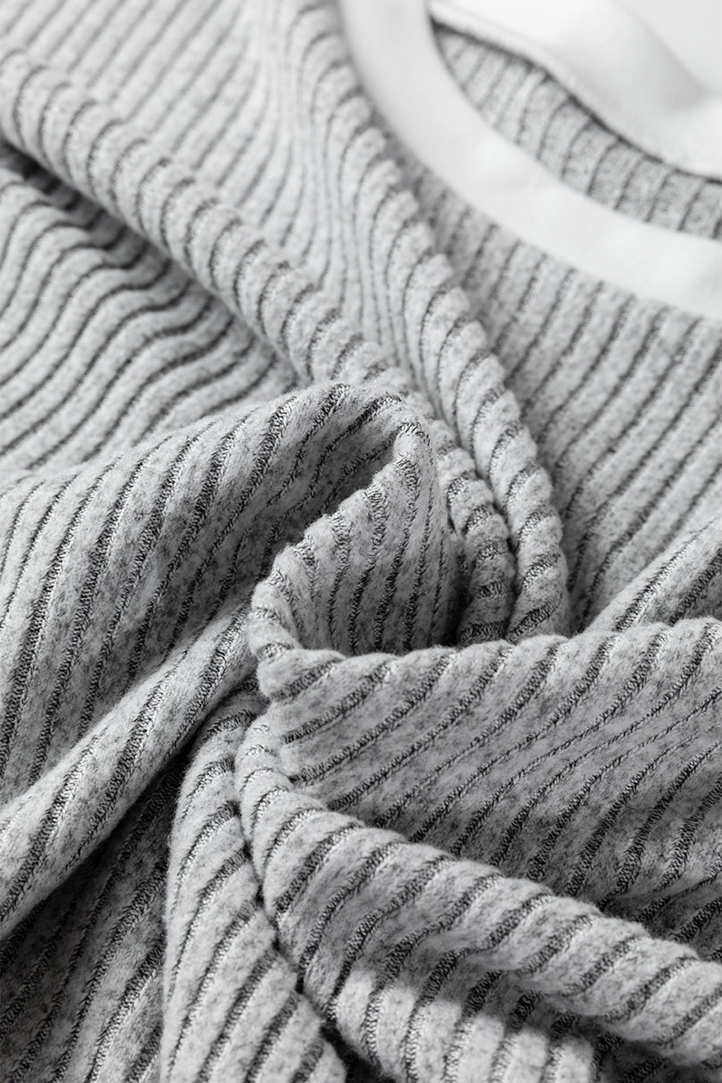 Gray Leopard Print Colorblock Patchwork Ribbed Knit Top - Cowaa